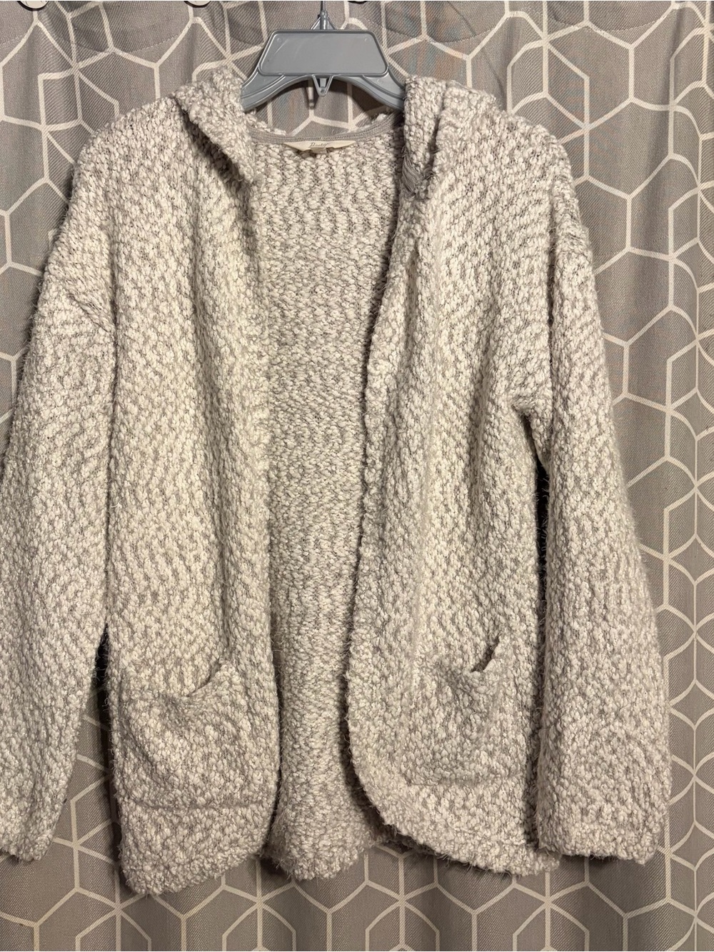 Kids' Hooded Bouclé Sweater Jacket — Cream